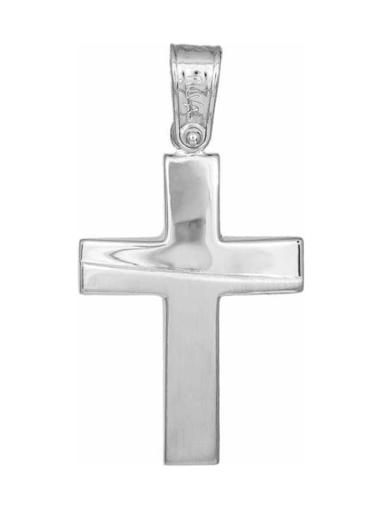 Men's White Gold Cross 14K