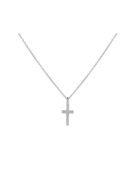 Damen Weißgold Kreuz 9K mit Kette