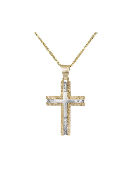 Damen Gold Kreuz 14K mit Kette