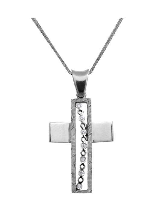 Women's White Gold Cross 18K with Chain