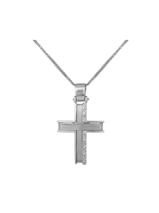 Damen Weißgold Kreuz 14K mit Kette