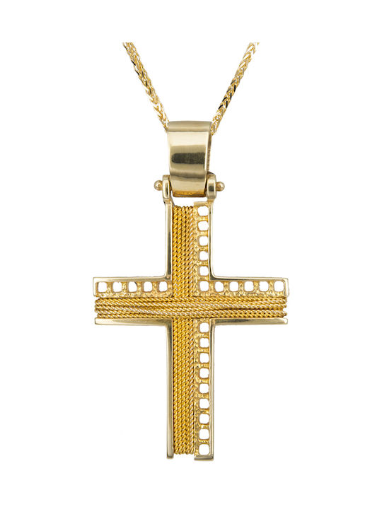 Herren Gold Kreuz 14K mit Kette