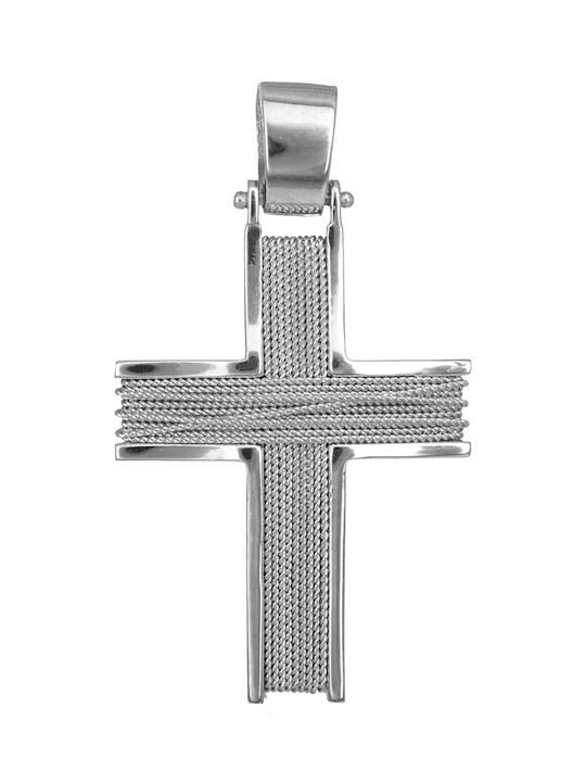 Men's White Gold Cross 18K