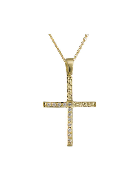 Damen Gold Kreuz 14K mit Kette