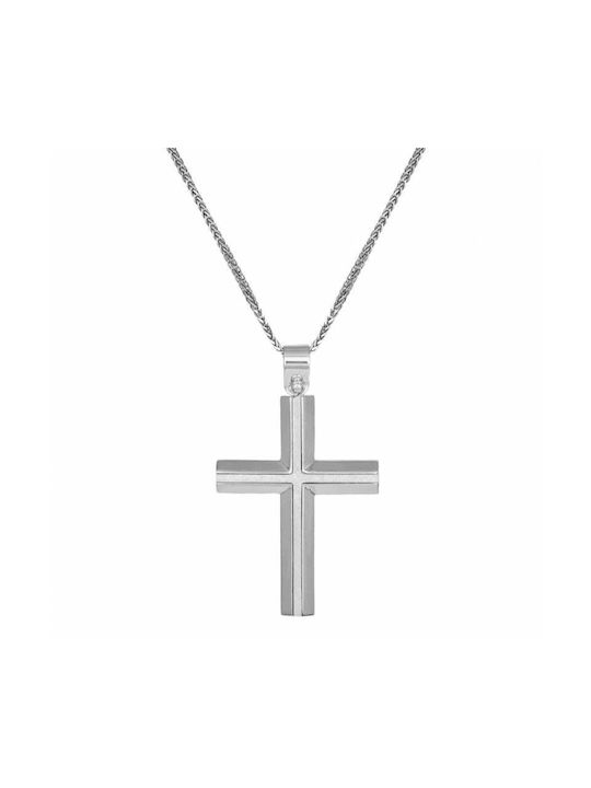 Herren Weißgold Kreuz 14K mit Kette