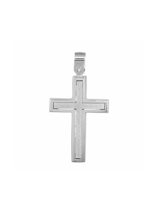 Herren Weißgold Kreuz 14K Beidseitig