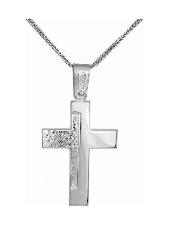 Herren Weißgold Kreuz 9K mit Kette