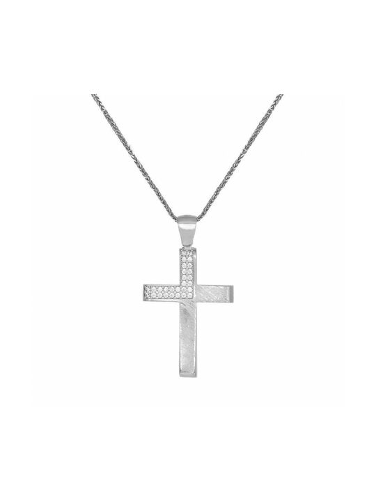 Damen Weißgold Kreuz 14K mit Kette