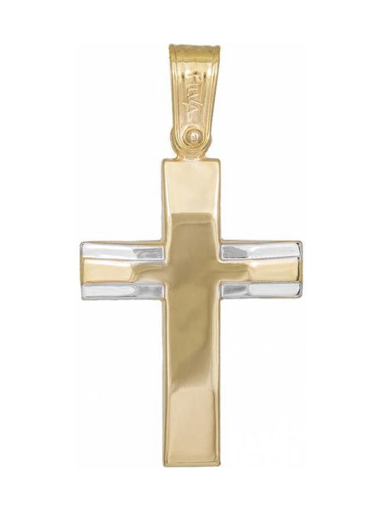 Men's Gold Cross 14K Double Sided