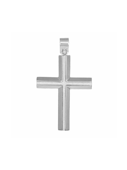 Men's White Gold Cross 14K