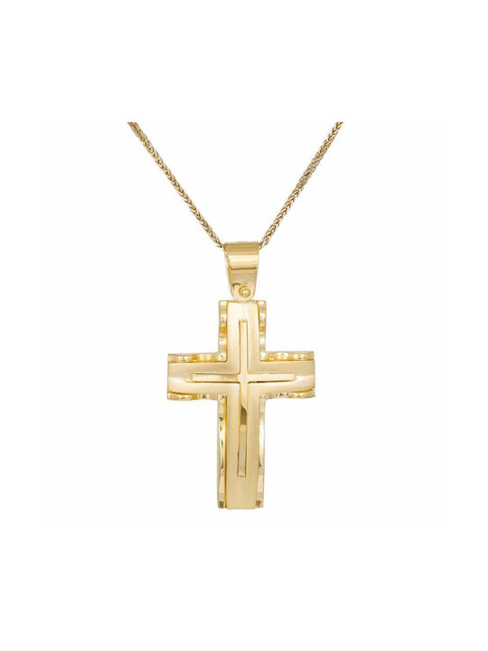 Herren Gold Kreuz 14K mit Kette