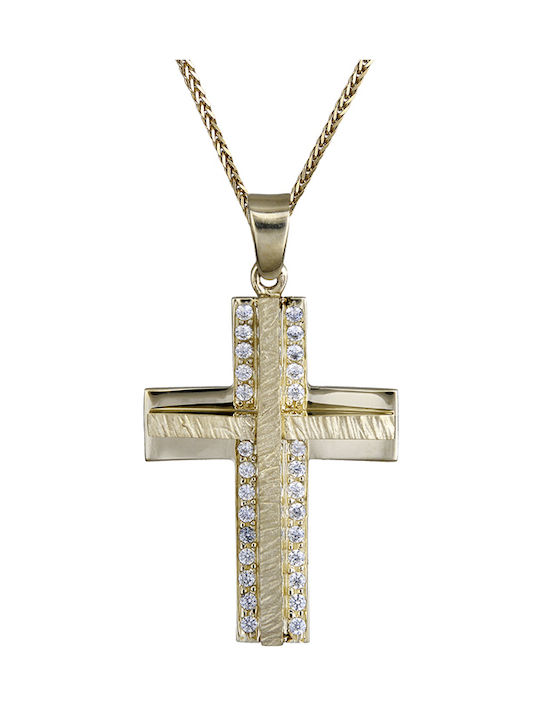 Damen Gold Kreuz 14K mit Kette