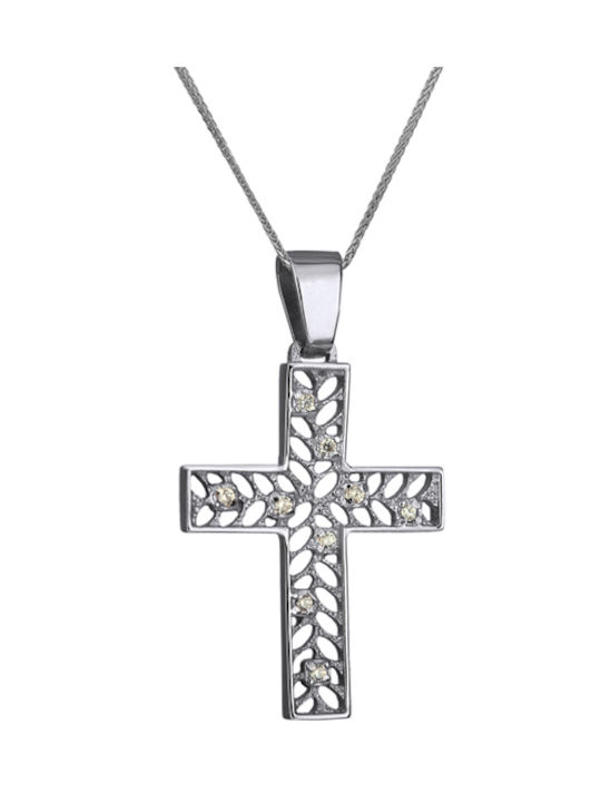 Damen Weißgold Kreuz 14K mit Kette