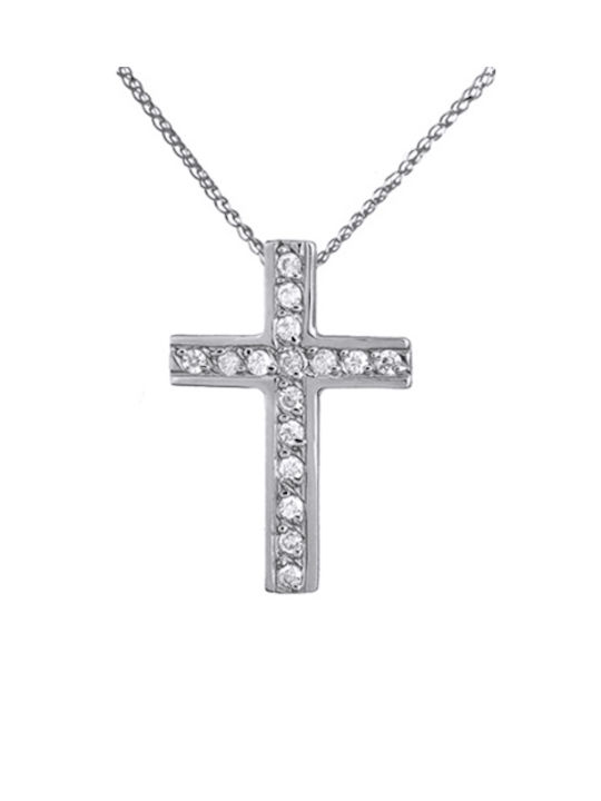 Damen Weißgold Kreuz 14K