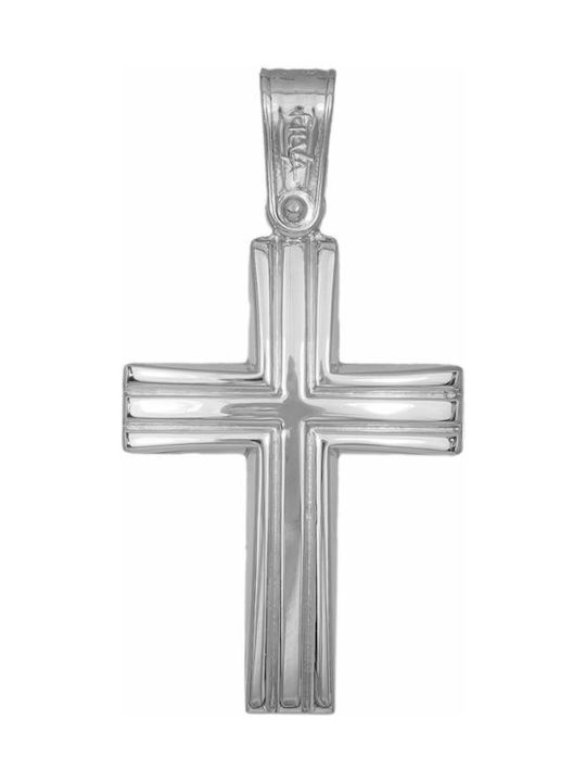 Men's White Gold Cross 14K