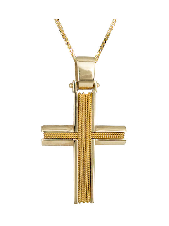 Herren Gold Kreuz 14K mit Kette