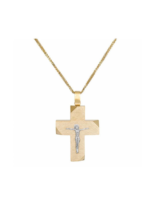 Herren Gold Kreuz 14K mit dem Gekreuzigten mit Kette