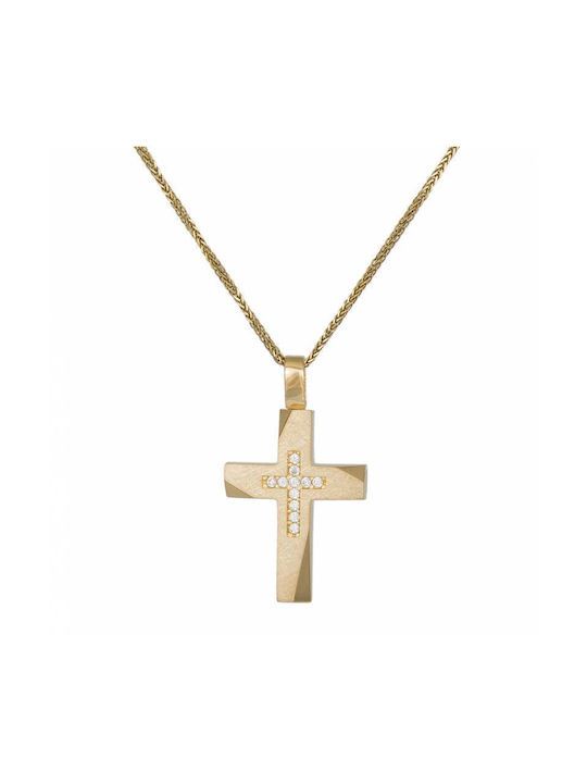 Damen Gold Kreuz 14K mit Kette