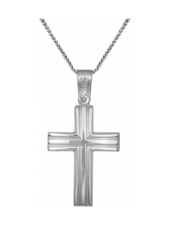 Herren Weißgold Kreuz 9K mit Kette