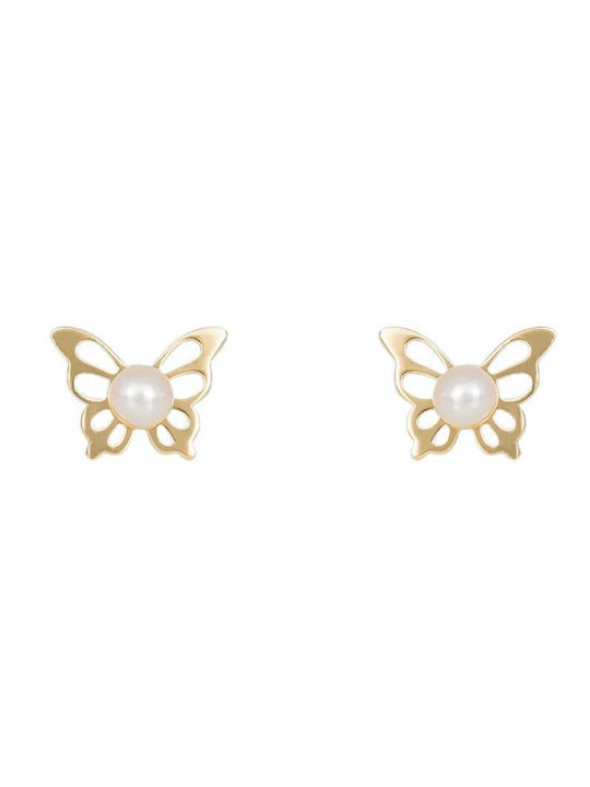 Kids Earrings Studs Butterflies made of Gold 9K