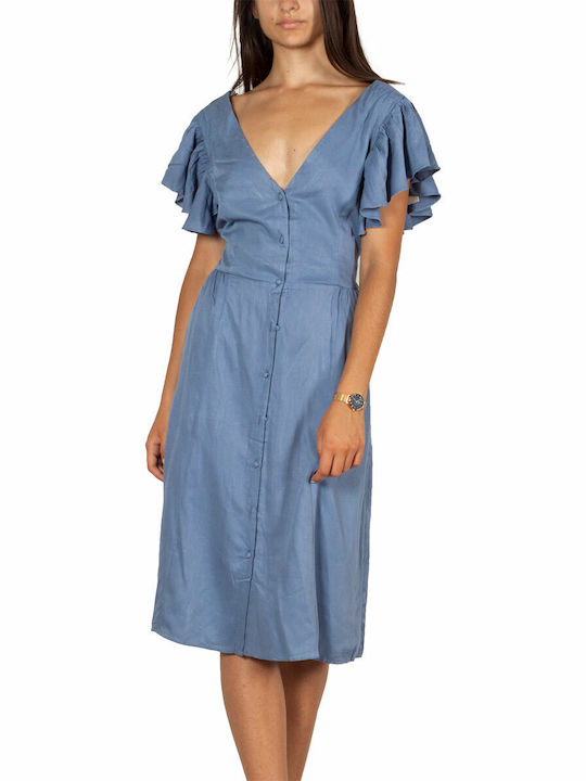 Artlove Mini Shirt Dress Dress with Ruffle Blue