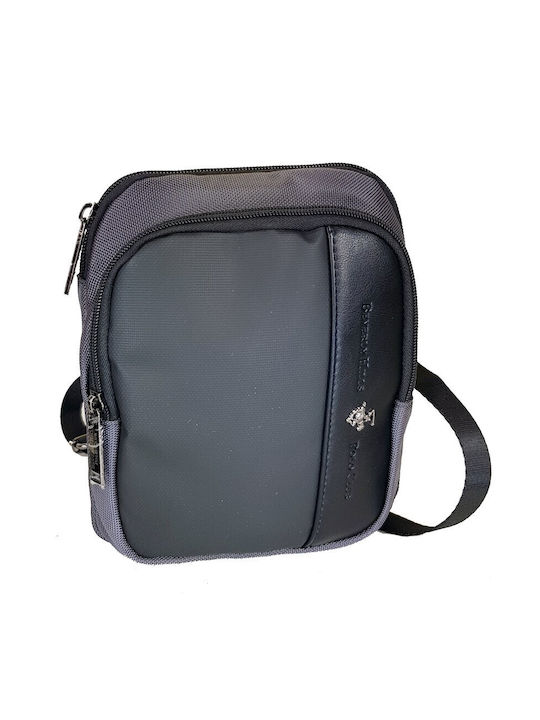 Beverly Hills Polo Club Piele Geantă pentru bărbați Umăr / Crossbody Grey-Black