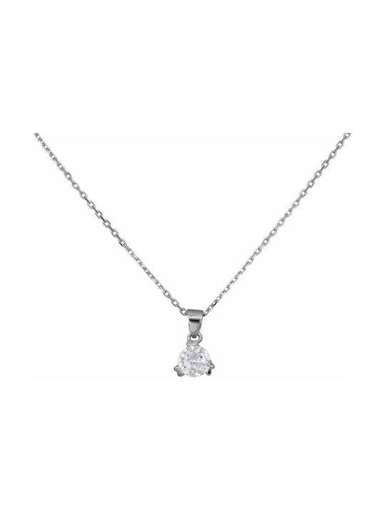 Necklace from White Gold 14K with Zircon