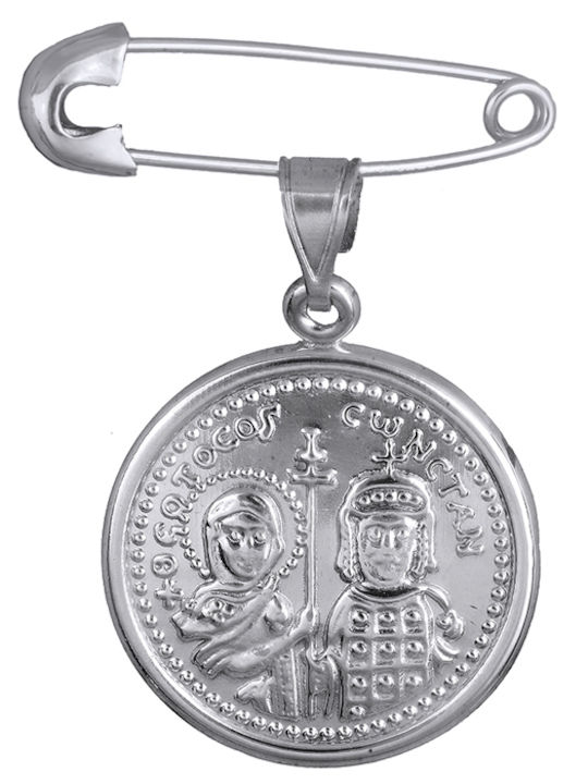 Kinder Sicherheitsnadel aus Weißgold 14K mit Konstantinato