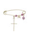 Child Safety Pin made of Gold 9K with Cross for Girl