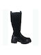 Synthetic Leather Medium Heel Women's Boots Black