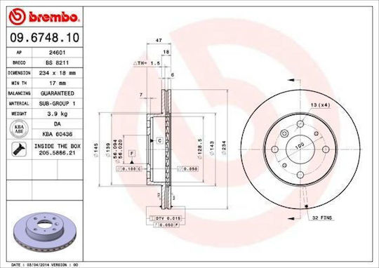 Brembo Brake Discs for Daihatsu Gran Move