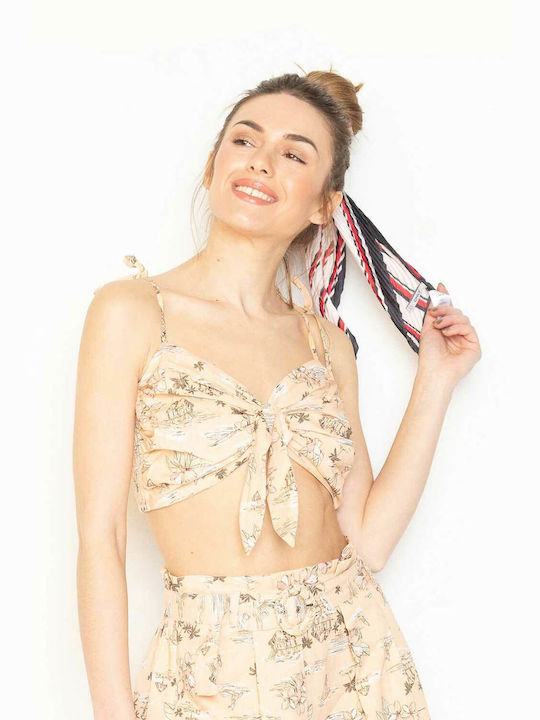 Minkpink Women's Crop Top with Straps Floral Multicolour