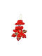 Hängender Schneemann Ornament Rot mit Glitzer 9x12cm