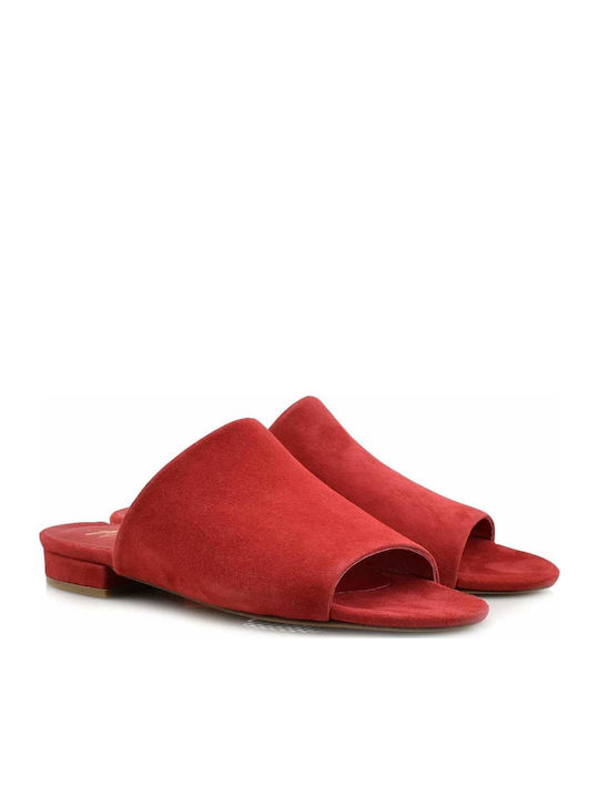Flat Δερμάτινα Mules σε Κόκκινο Χρώμα