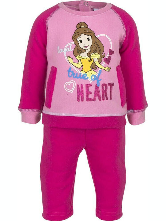 Kids Sweatpants Set Pink 2pcs Princess