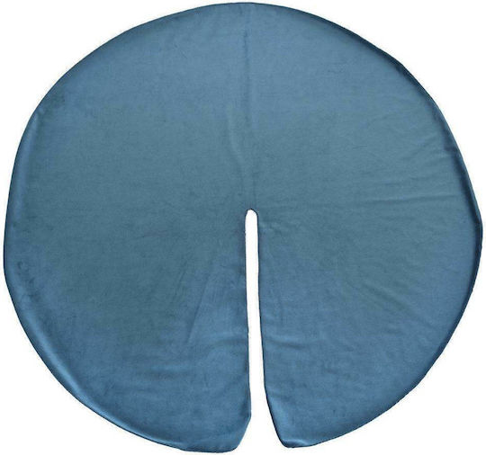 Christmas Tree Skirt Fabric Petrol Blue with Velvet Texture D90cm.