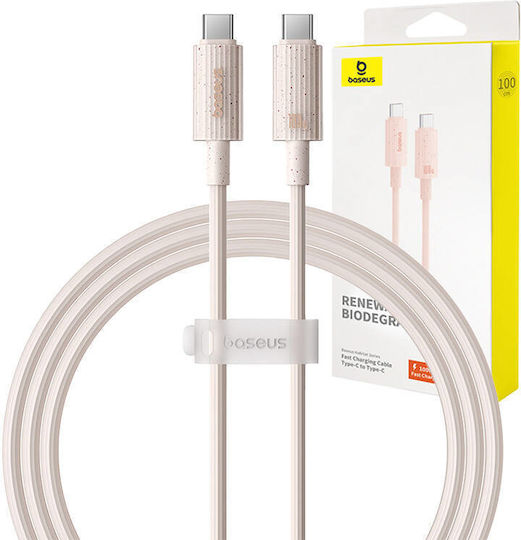 Baseus Series USB 2.0 Cable USB-C male - USB-C 100W PD Ροζ 1m P10360202421-00