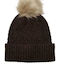 Only Knitted Beanie Cap Brown