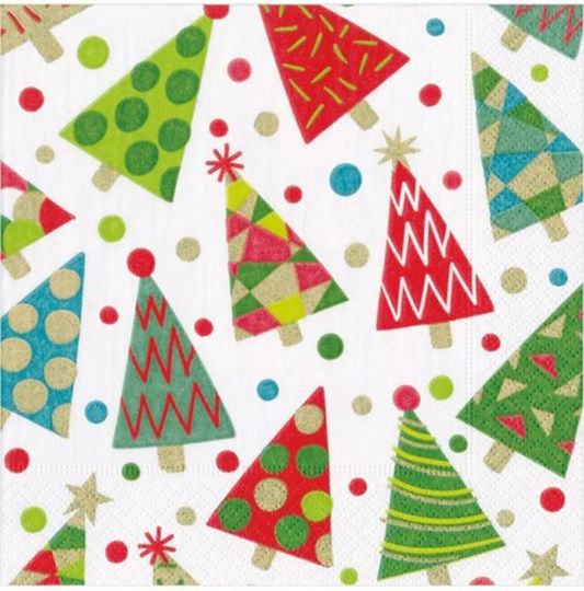 Caspari Set of Christmas Napkins L16.5xW16.5cm. 20pcs