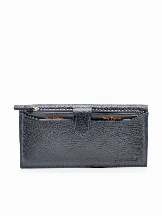 Large Leather Women's Wallet Classic Navy Blue