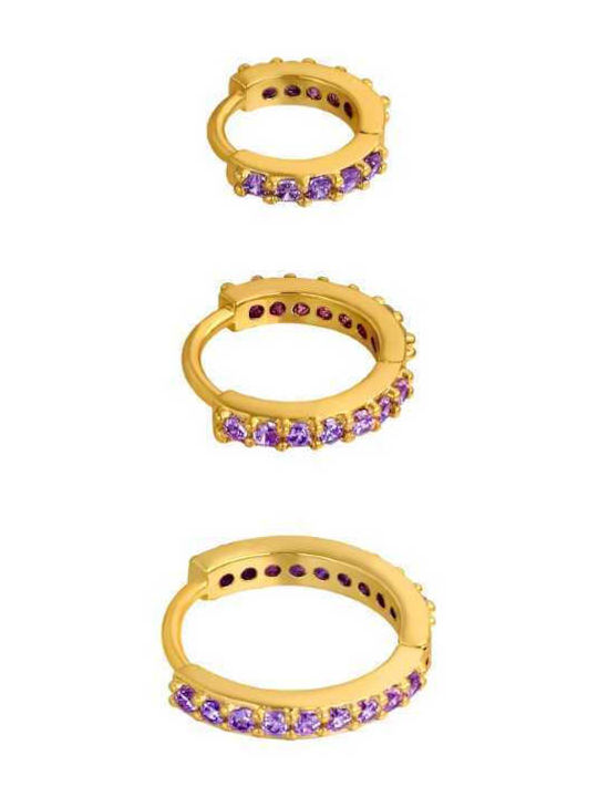 Georgiadis Accessories Σκουλαρίκια με Πέτρες Μωβ