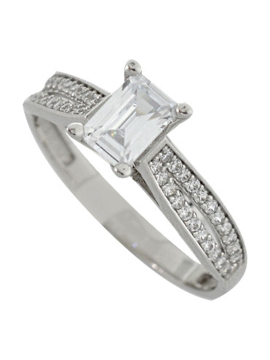 Tasoulis Jewellery Collection Μονόπετρο από Λευκόχρυσο 14K