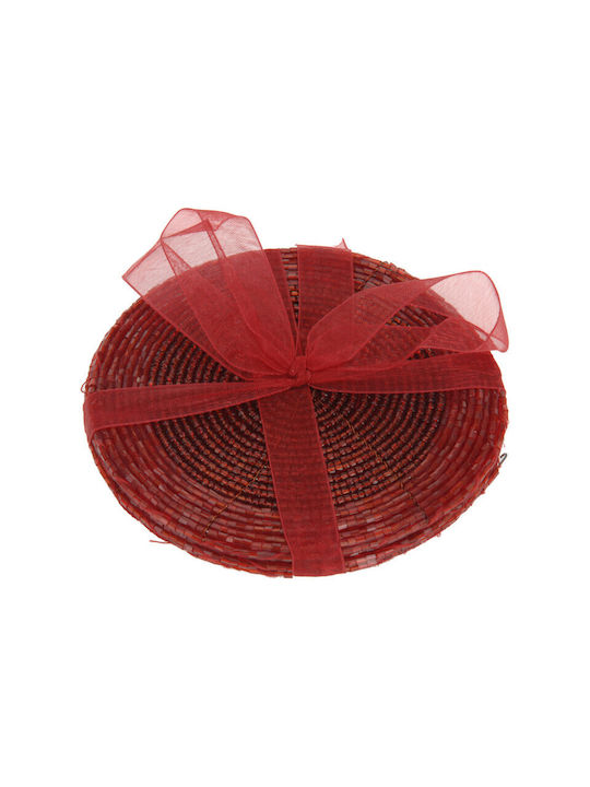 Round Fabric Red Coasters 4pcs