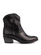Leder Damen Cowboy-Stiefeletten mit mittlerem Absatz Western Black