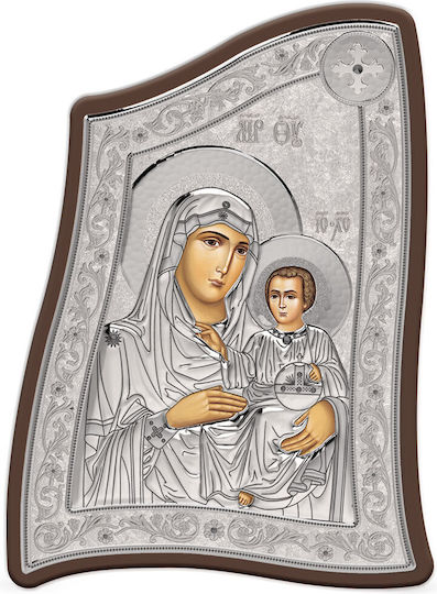 Slevori Heiligenikone Gottesmutter mit Kind Silber 15x21cm