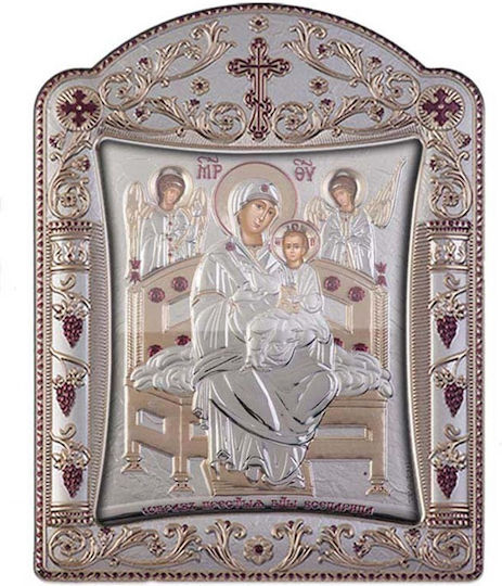 Slevori Heiligenikone Gottesmutter Panagia Pantanassa Metall 11,3x15,2cm