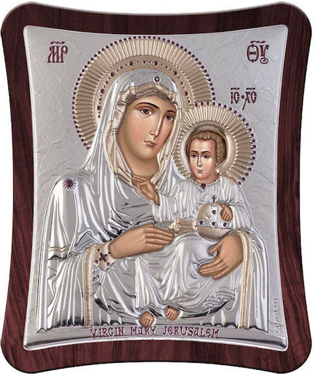Slevori Heiligenikone Panagia Ierosolymitissa Silber 18,9x15,8cm