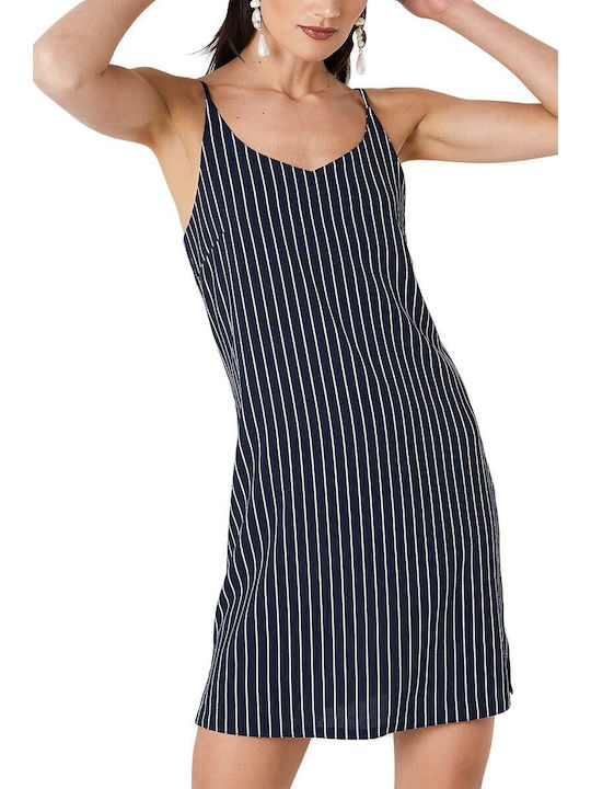 Summer Mini Dress with Tearing Blue