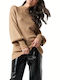 Rut & Circle Women's Long Sleeve Sweater Beige