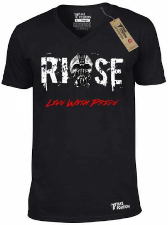 Takeposition Rise T-shirt με Στάμπα Μαύρο